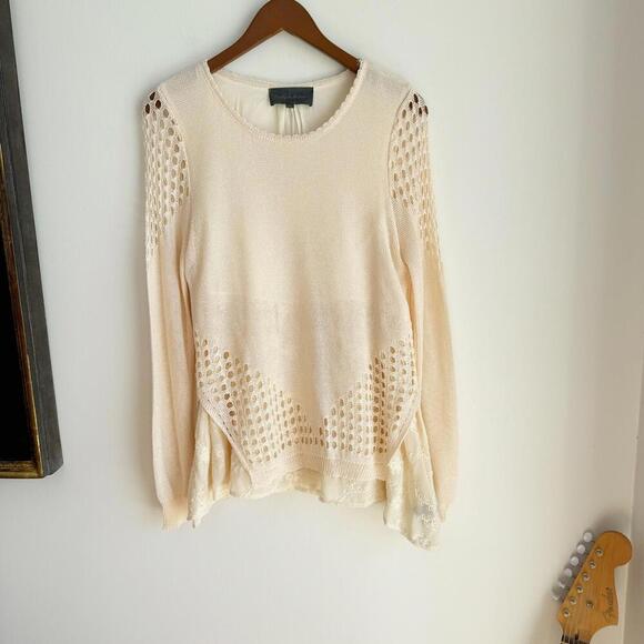 Anthropologie Sunday In Brooklyn Fiona Sweater Top Cream Size S - Picture 2 of 9